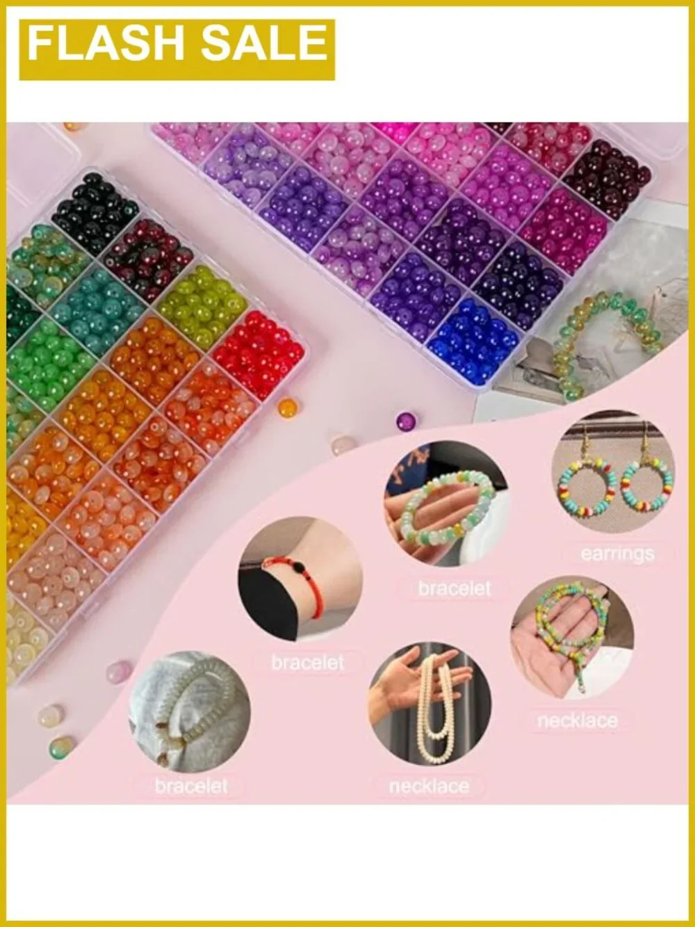 1500pc 5x8mm Glass Beads Jewelry Making Kit Friendship Bracelets DIY Crafts